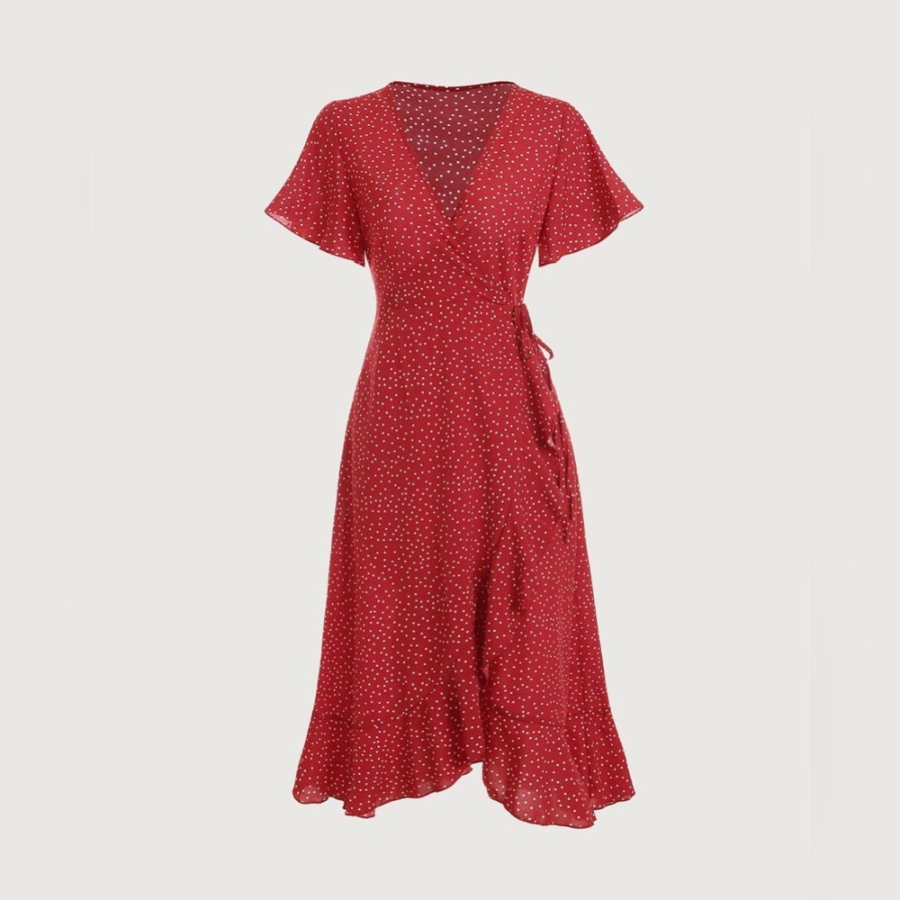 RIHOAS The Polka Dot Ruffle Wrap Dress M - Picture 4 of 7